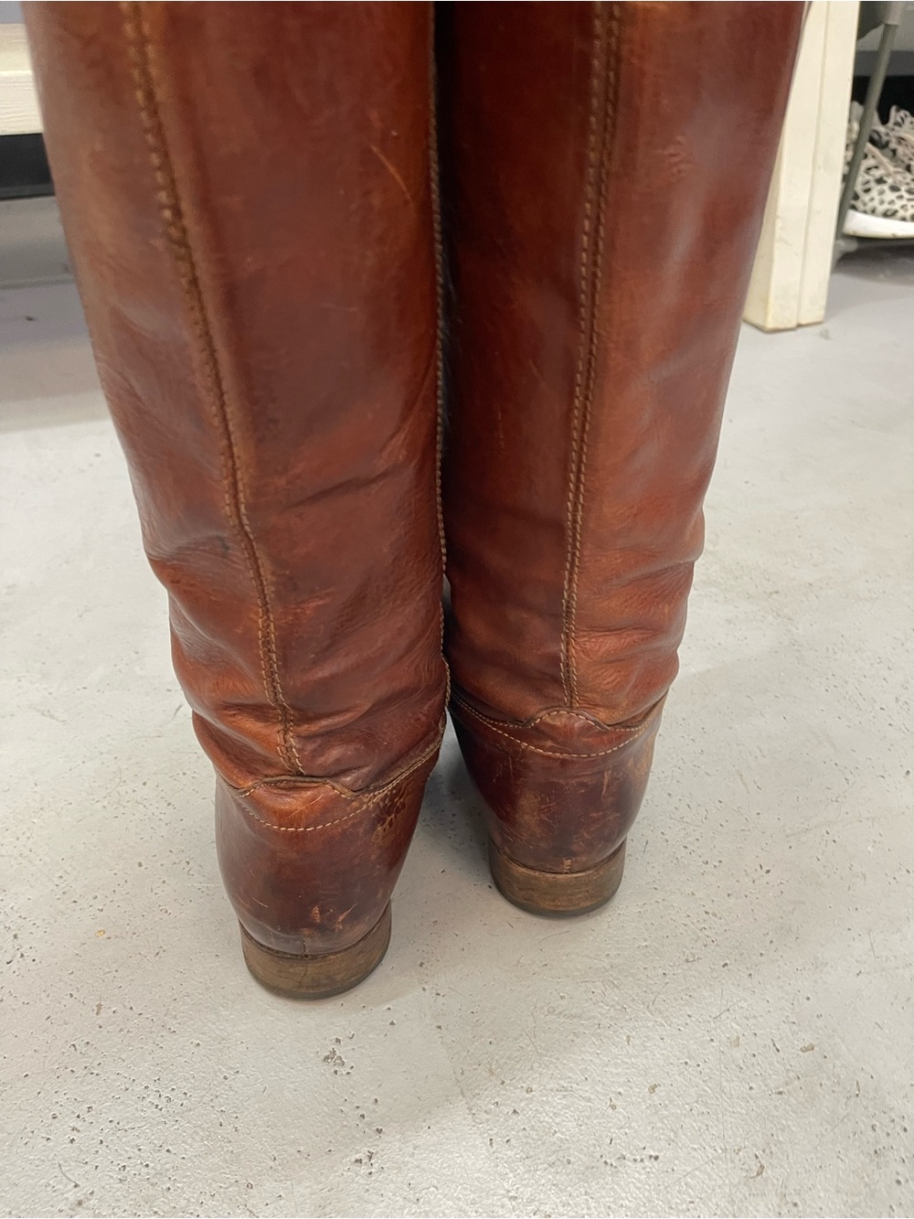 Frye Tall Leather Riding Boots - Chestnut Brown - Picture 6 of 7